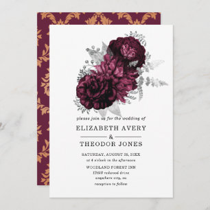 Einladung von Burgundy Floral Wedding