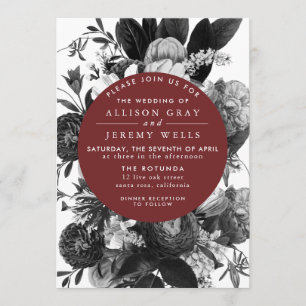 Einladung von Burgundy Floral Wedding