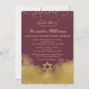 Einladung von Burgundy Gold Bar Mitzvah