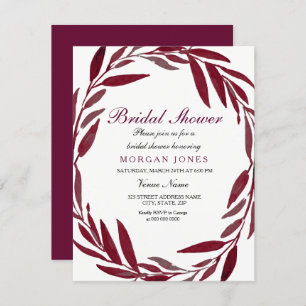Einladung von Burgundy Leaf Wreath Bridal Dusche