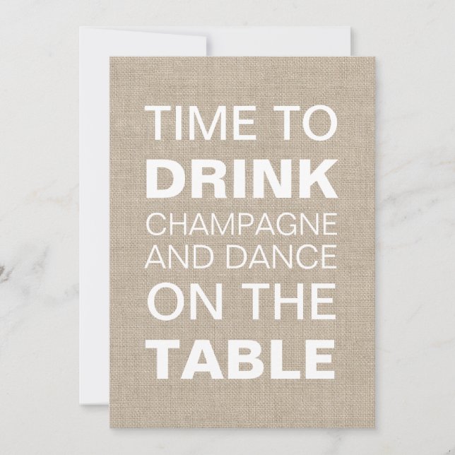 Einladung von Burlap Typografy Polterabend (Vorderseite)