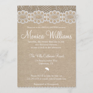 Einladung von Burlap und Vintagen Spitzen-Bridal-D