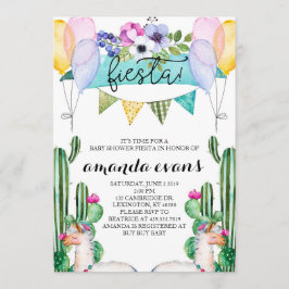 Einladung von Cactus und Llama Baby Shower Fiesta