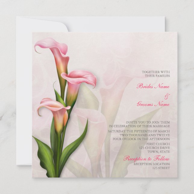 Einladung von Calla Lily Pink (Vorderseite)