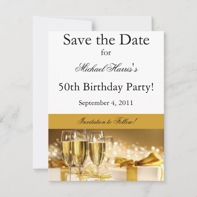 Einladung von Champaagne Save the Date (Vorderseite)