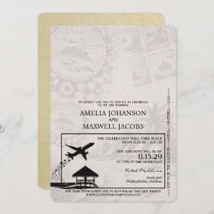 Einladung von Champagne Maldives Passport Hochzeit