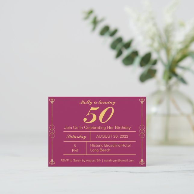Einladung von Classy Gold zum Geburtstag (Stehend Vorderseite)