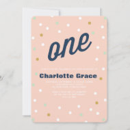 Einladung von Confetti zum ersten Geburtstag