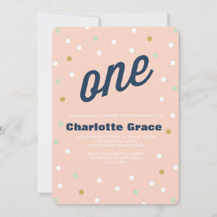 Einladung von Confetti zum ersten Geburtstag