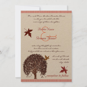 Einladung von Coral Burgundy Red Tree Wedding