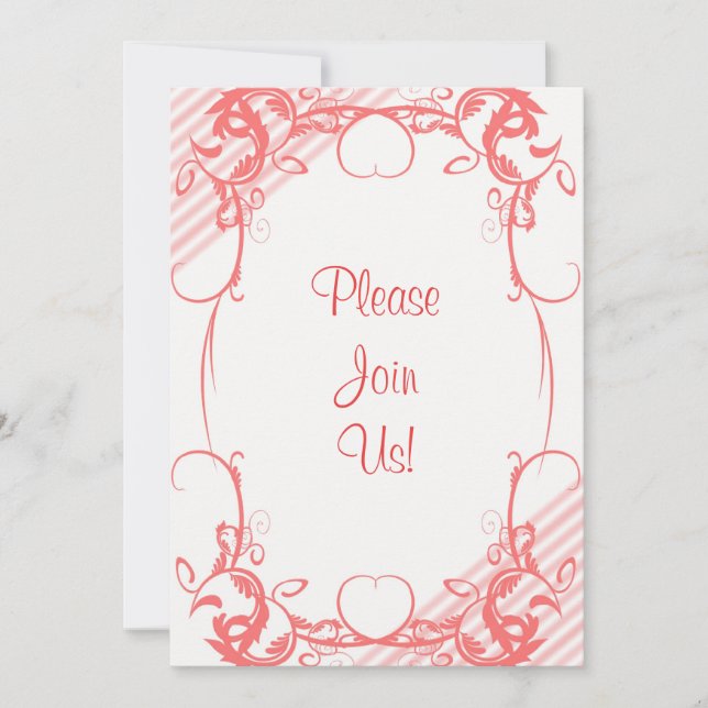 Einladung von Coral Extravagant Hochzeit (Vorderseite)