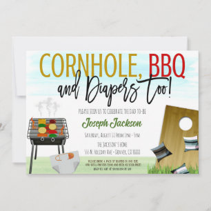 Einladung von Cornhole und GRILLEN Babydusche