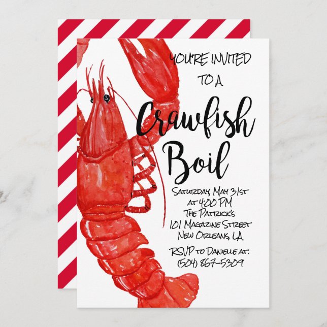Einladung von Crawfish Boil (Vorne/Hinten)