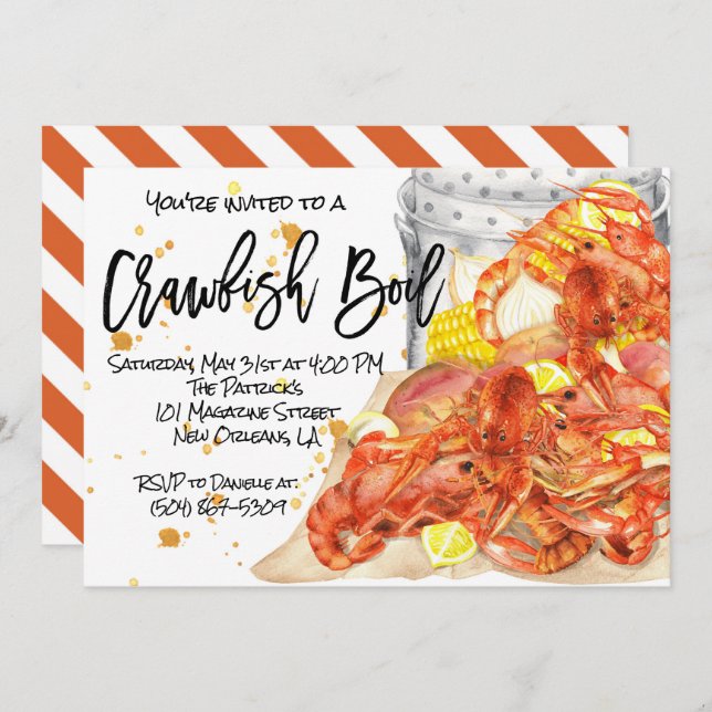 Einladung von Crawfish Boil (Vorne/Hinten)