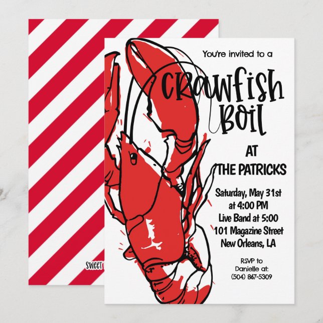 Einladung von Crawfish Boil (Vorne/Hinten)