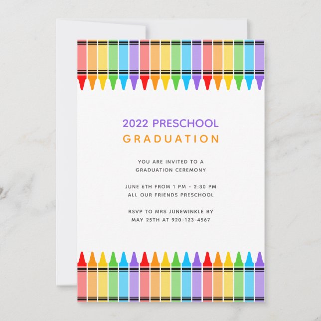 Einladung von Crayons Preschool Abschluss (Vorderseite)