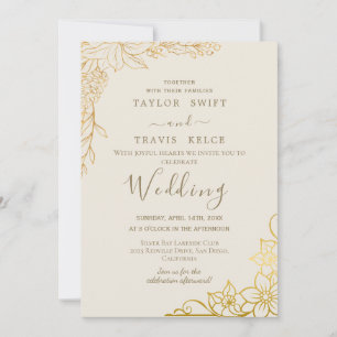 Einladung von Cream & Gold Gilded Floral Wedding