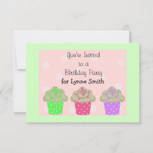 Einladung von Cupcake Geburtstagsparty