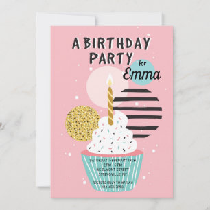Einladung von Cupcake Geburtstagsparty