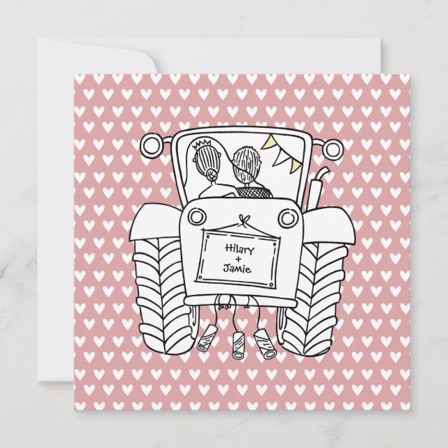 Einladung von Custom Country Wedding Traktor (Vorderseite)