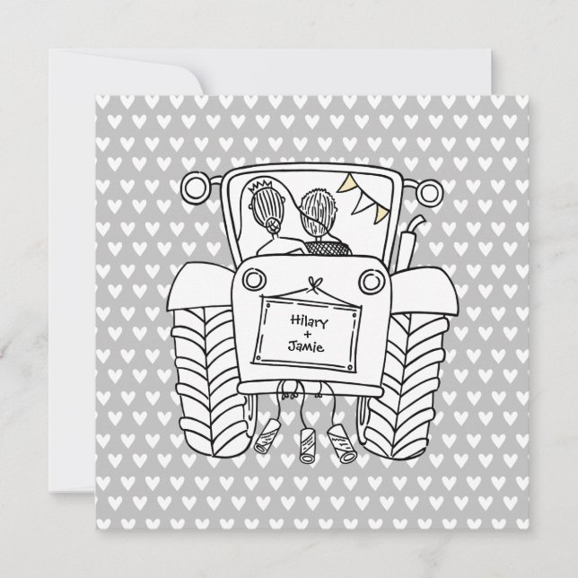 Einladung von Custom Country Wedding Traktor (Vorderseite)