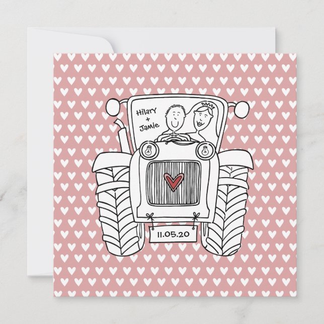 Einladung von Custom Country Wedding Traktor (Vorderseite)