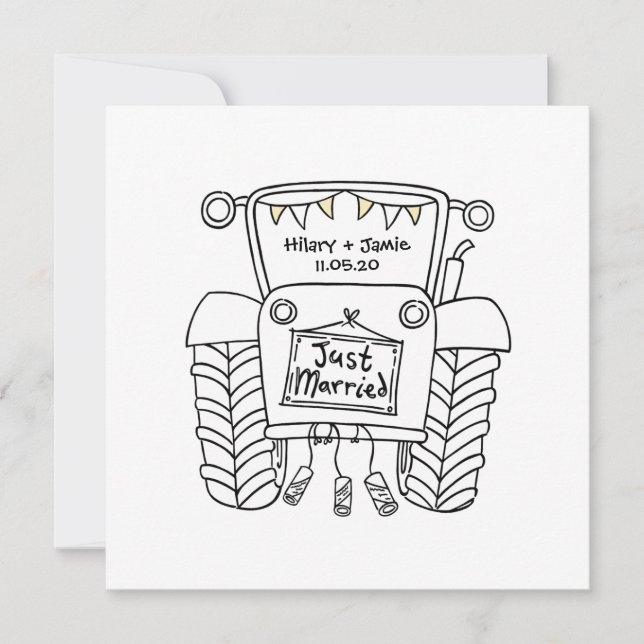 Einladung von Custom Country Wedding Traktor (Vorderseite)
