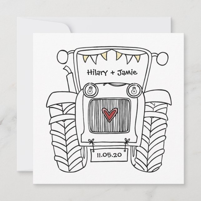 Einladung von Custom Country Wedding Traktor (Vorderseite)