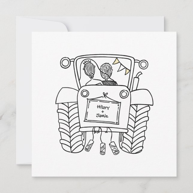 Einladung von Custom Country Wedding Traktor (Vorderseite)