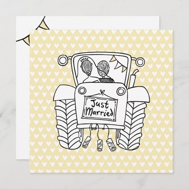 Einladung von Custom Country Wedding Traktor (Vorne/Hinten)