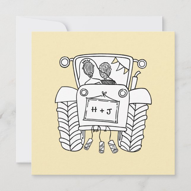 Einladung von Custom Country Wedding Traktor (Vorderseite)