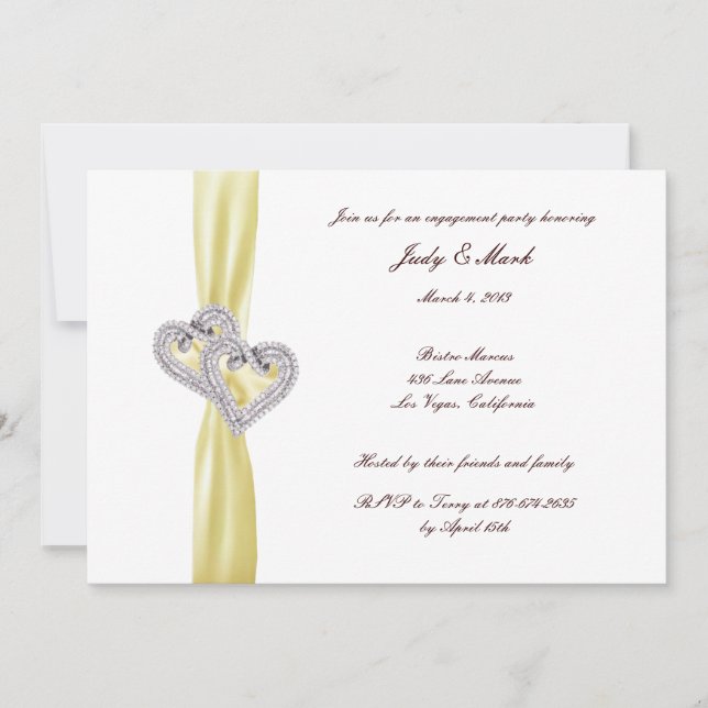 Einladung von Custom Lemon Hearts Engagement Party (Vorderseite)