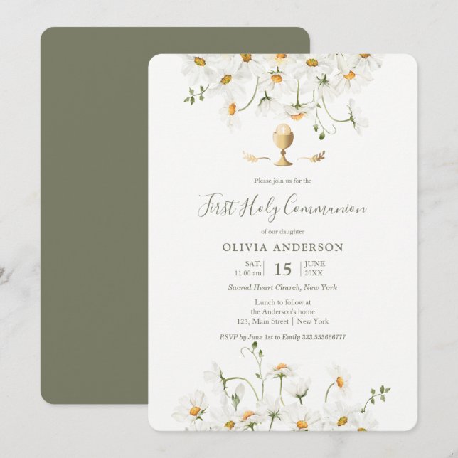 Einladung von Daisy First Communion (Vorne/Hinten)