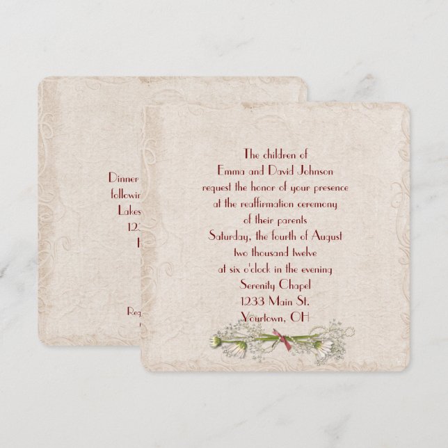 Einladung von Daisy und Pearl Vow zur Erneuerung (Vorne/Hinten)