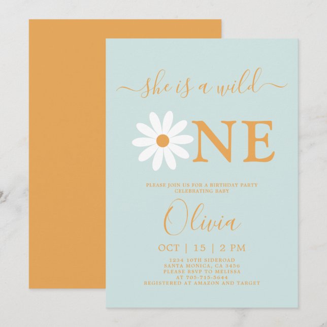 Einladung von Daisy zum 1. Geburtstag (Vorne/Hinten)
