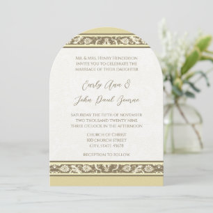 Einladung von Damask Monogram Yellow Grey Wedding