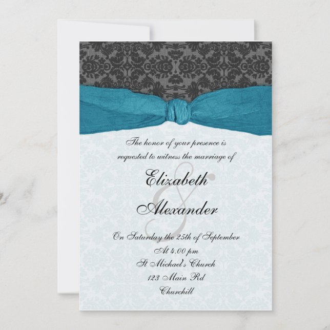 Einladung von Damask Ribbon - Aquamarin (Vorderseite)