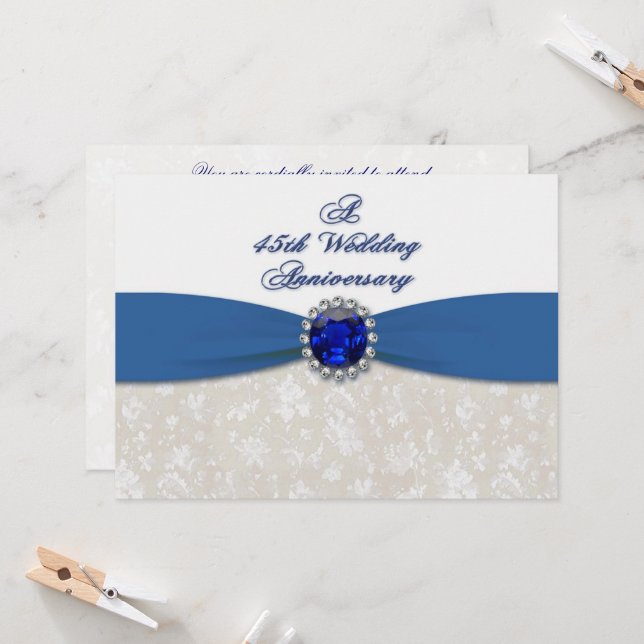 Einladung von Damask zum 45. Hochzeitstag (Vorderseite/Rückseite Beispiel)