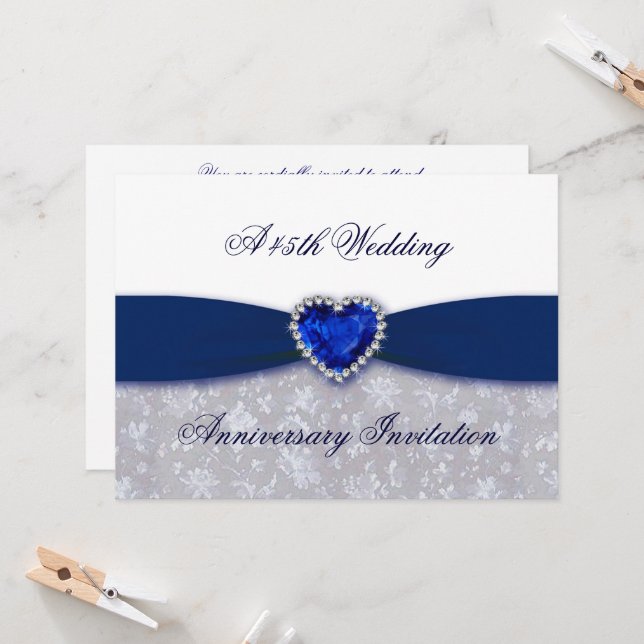 Einladung von Damask zum 45. Hochzeitstag (Vorderseite/Rückseite Beispiel)