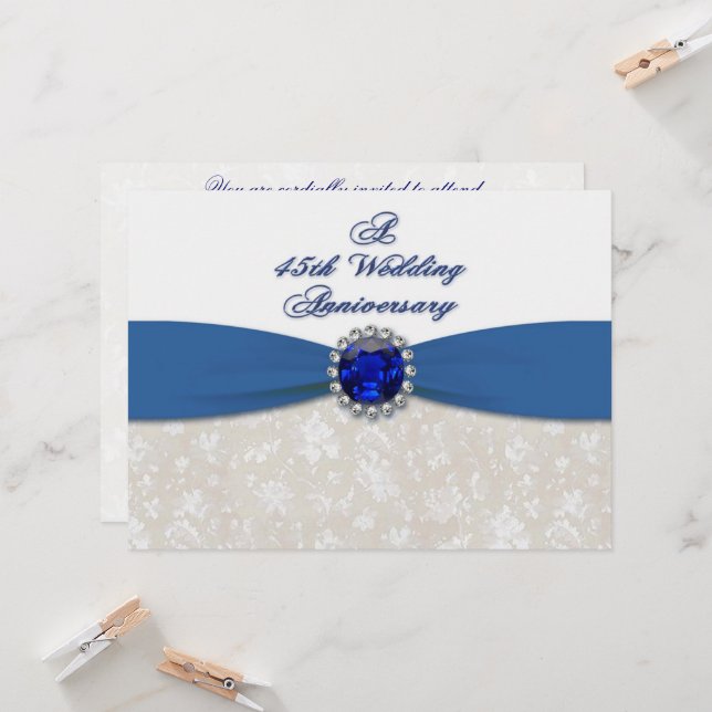 Einladung von Damask zum 45. Hochzeitstag (Vorderseite/Rückseite Beispiel)