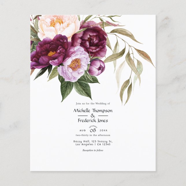 Einladung von Deep Velvet Floral Wedding Flyer (Vorne)