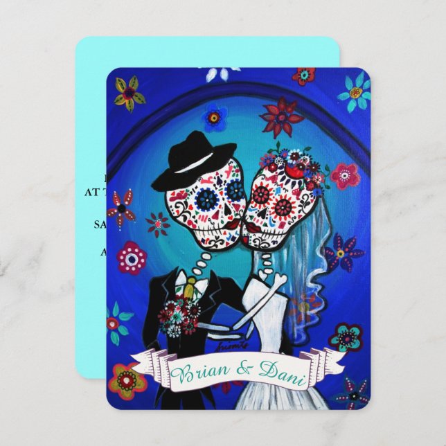 Einladung von Dia de Los Muertos (Vorne/Hinten)