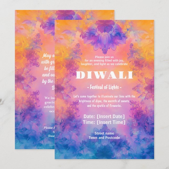 Einladung von Diwali Serenity (Vorne/Hinten)