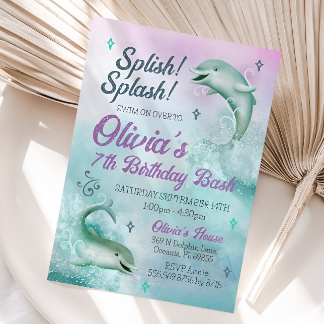 Einladung von Dolphin, Dolphin zum Geburtstag (Dolphin Invitation)
