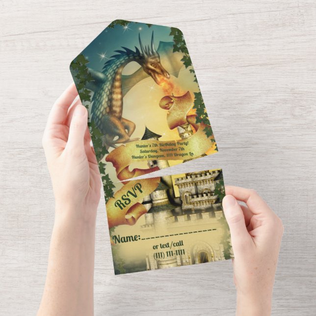 Einladung von Drachen und Burg (Abreißen)