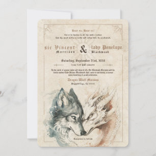 Einladung von Drachen und Wolf zur Hochzeit