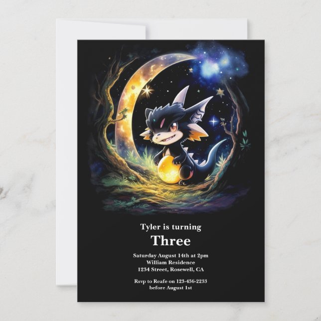 Einladung von Dragon Birthday (Vorderseite)