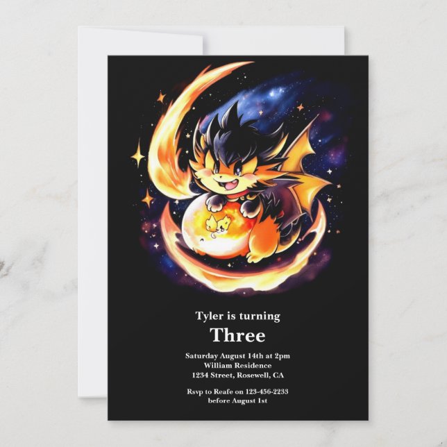 Einladung von Dragon Birthday (Vorderseite)