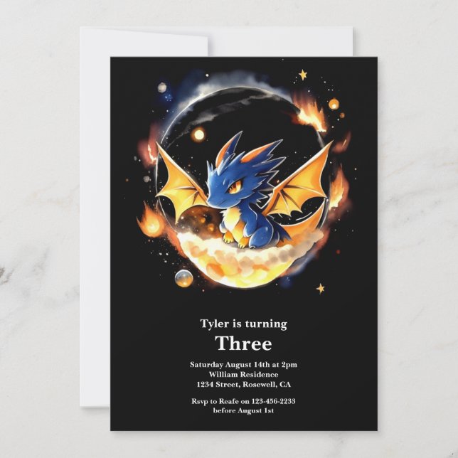 Einladung von Dragon Birthday (Vorderseite)