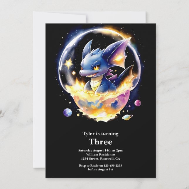 Einladung von Dragon Birthday (Vorderseite)
